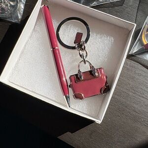 Coach Pink Key Holder with Pen Set
